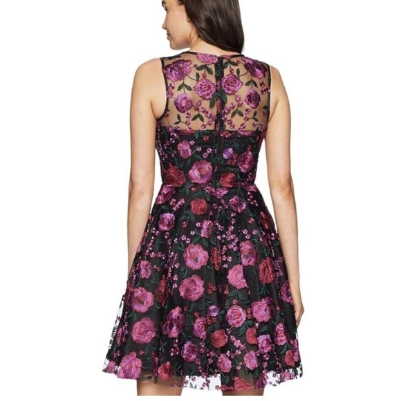 Tahari floral lace embroidery fit and flare dress sz 10 *C - Picture 2 of 10